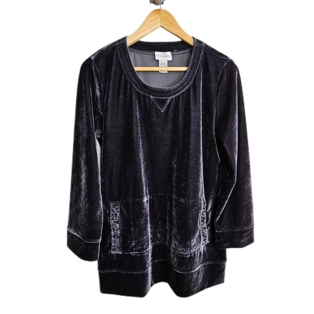 Soft Surroundings velvet pocket round neck long sleeve tunic size xs
